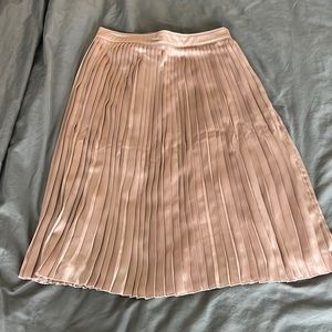 Blush pink pleated midi skirt